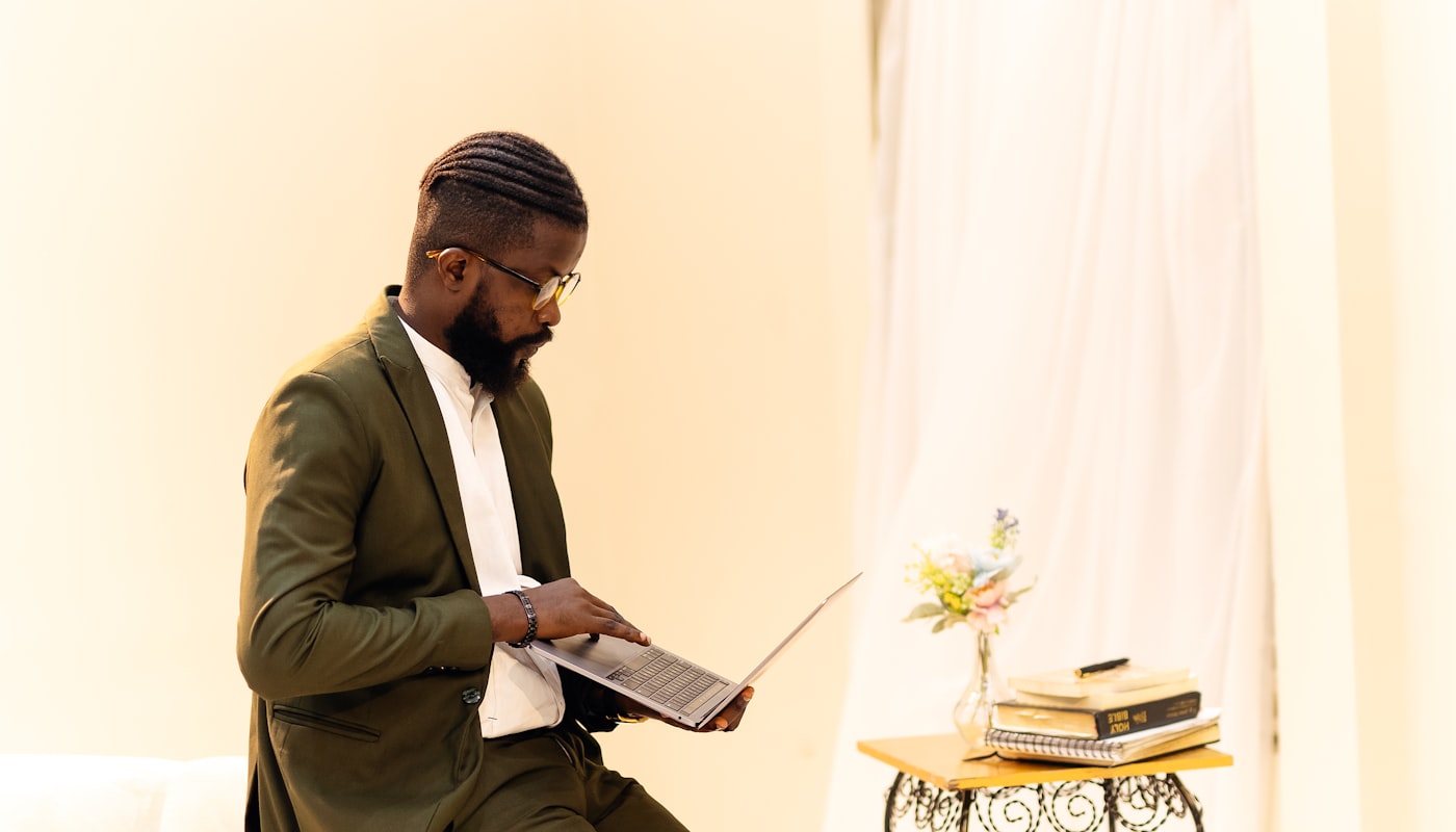 A young man preparing his application documents